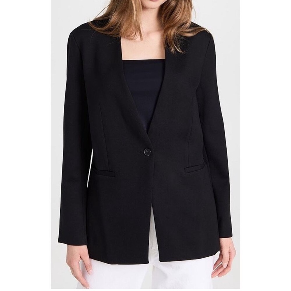 Spanx‎ Women’s The Perfect Collarless Oversized Blazer Sz M Black Jacket #20384R